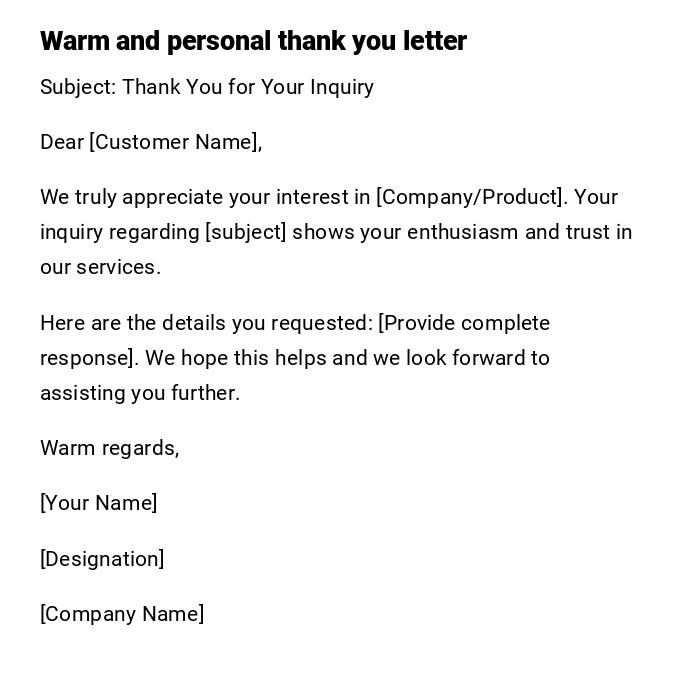 Warm and personal thank you letter Warm and personal thank you letter