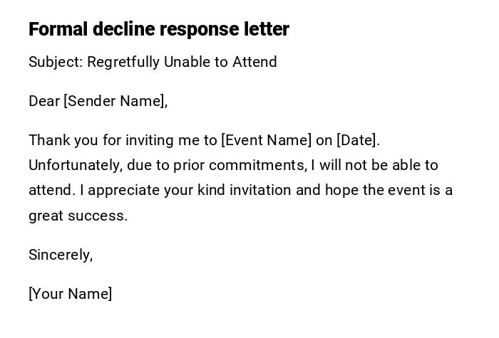 Formal decline response letter