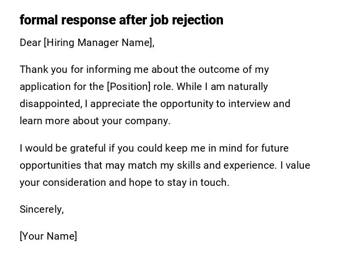 formal response after job rejection