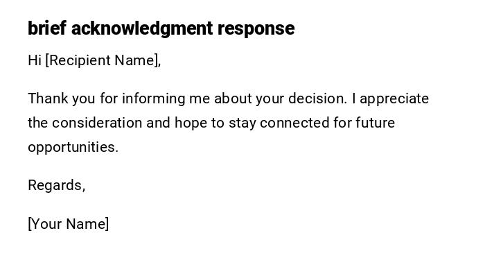 brief acknowledgment response