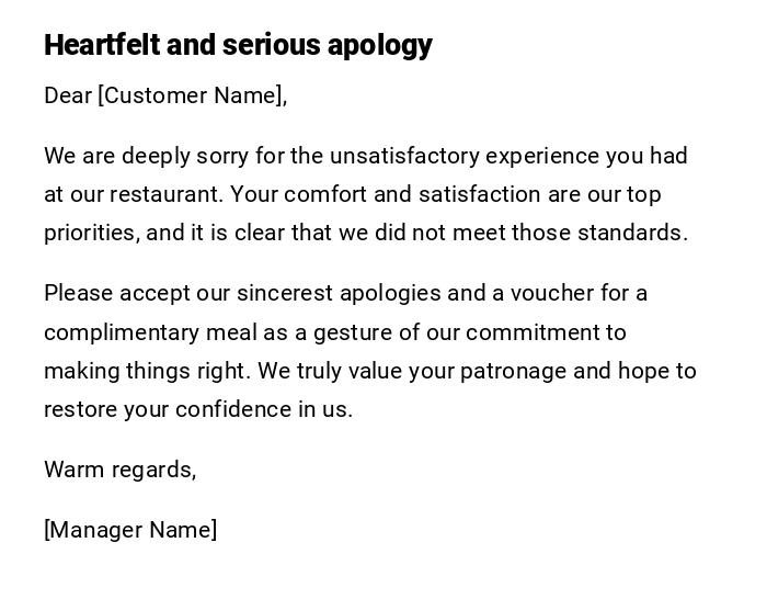 Heartfelt and serious apology