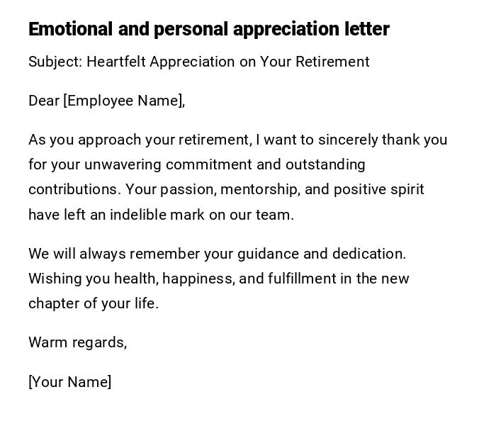Emotional and personal appreciation letter