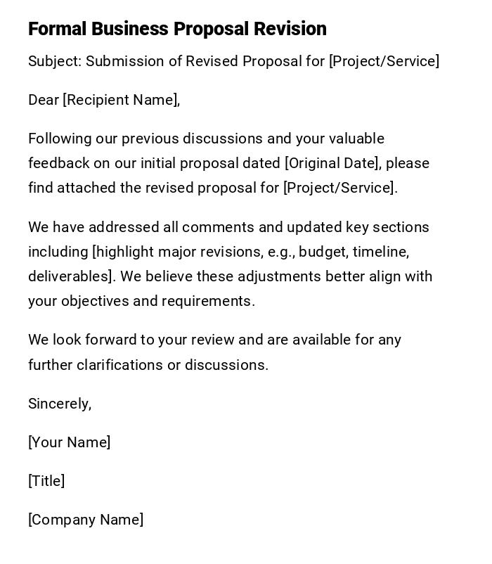 Formal Business Proposal Revision