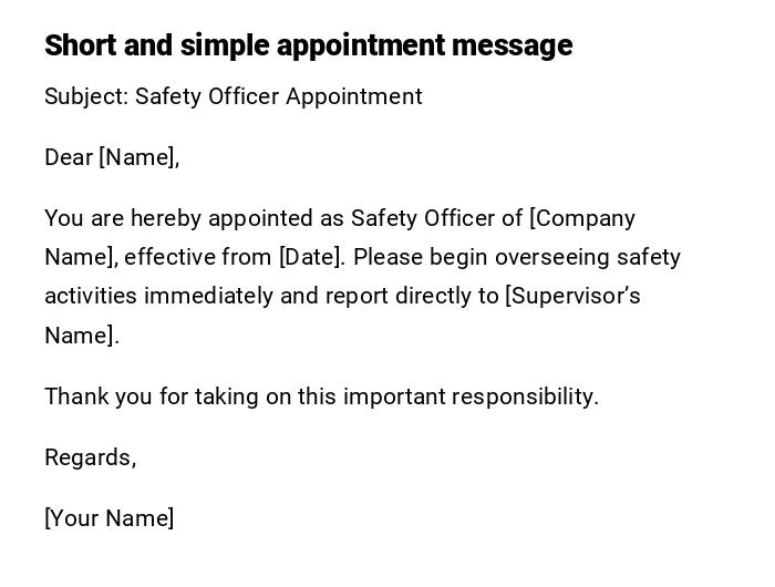 Short and simple appointment message