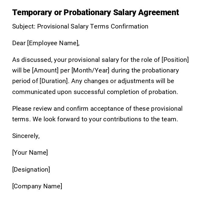 Temporary or Probationary Salary Agreement