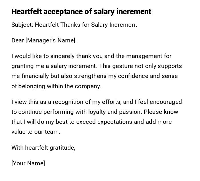 Heartfelt acceptance of salary increment