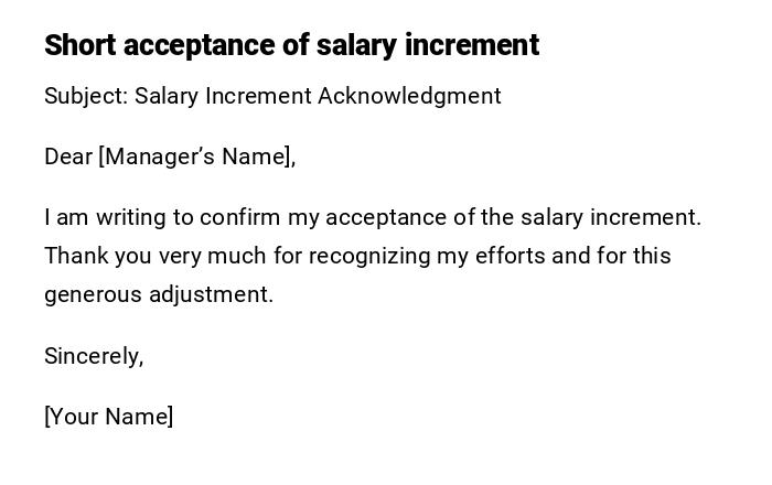Short acceptance of salary increment