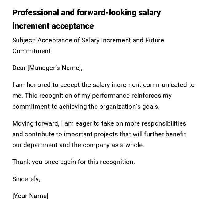 Professional and forward-looking salary increment acceptance