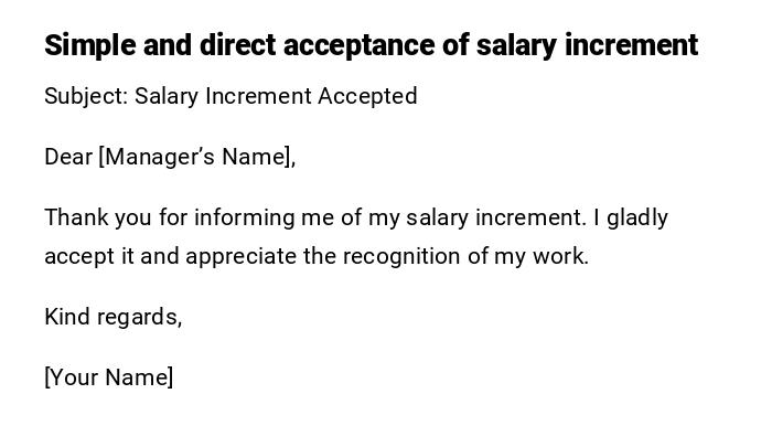 Simple and direct acceptance of salary increment