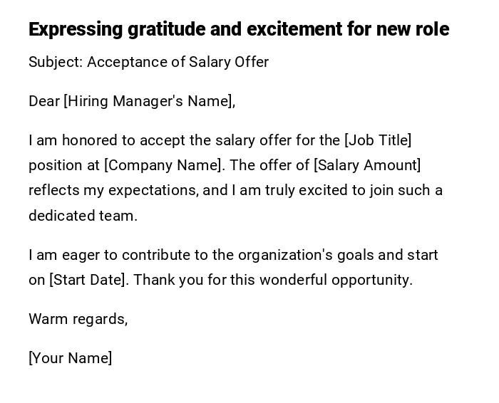 Expressing gratitude and excitement for new role