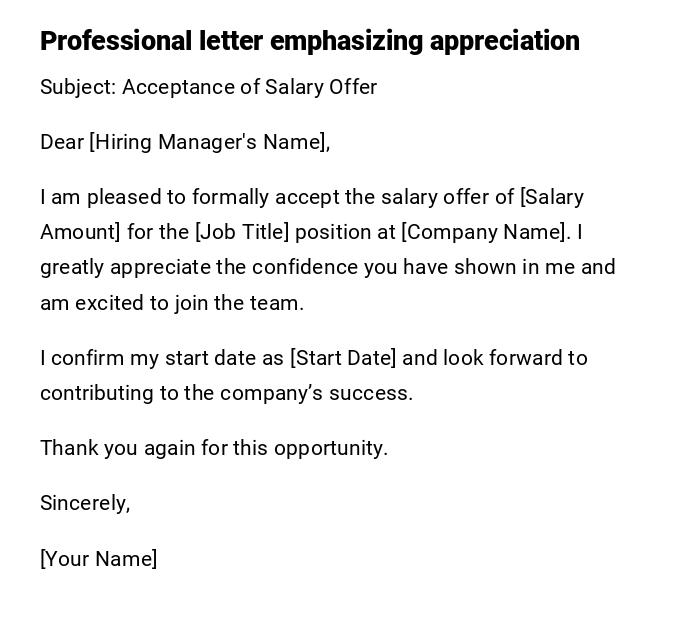 Professional letter emphasizing appreciation