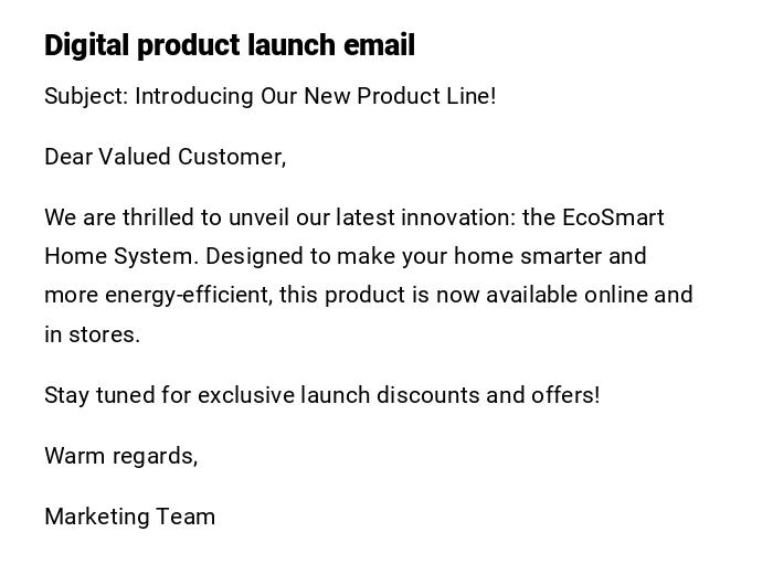 Digital product launch email