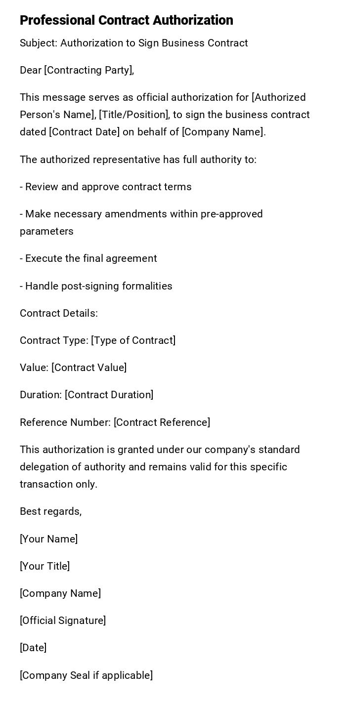 Professional Contract Authorization