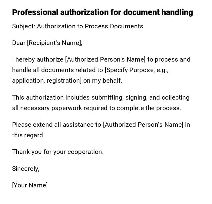Professional authorization for document handling