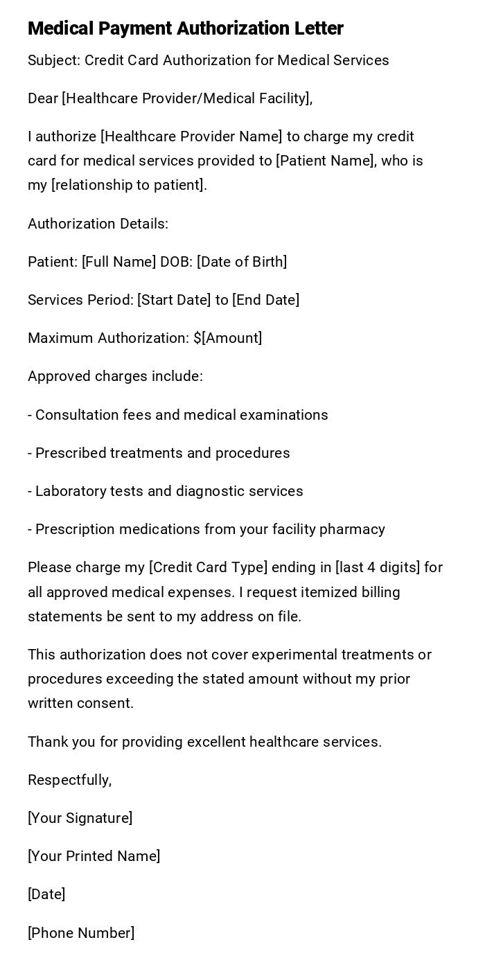 Medical Payment Authorization Letter