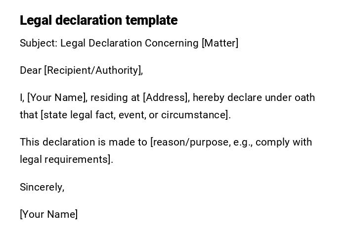Legal declaration template