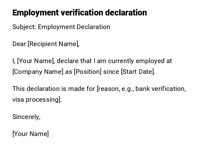 Employment verification declaration