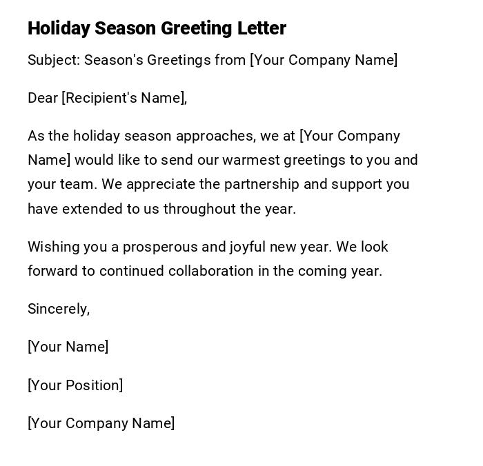 Holiday Season Greeting Letter Holiday Season Greeting Letter