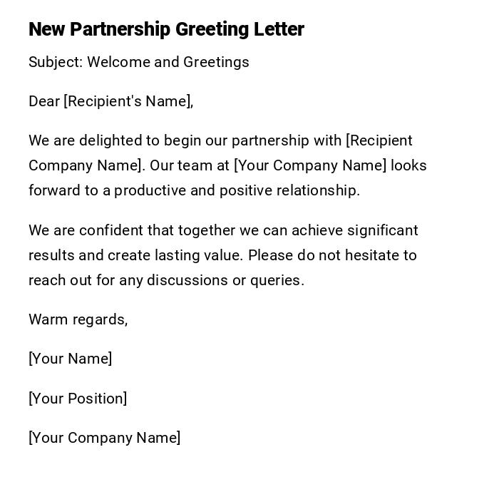 New Partnership Greeting Letter New Partnership Greeting Letter