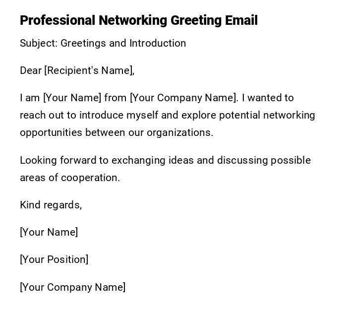Professional Networking Greeting Email Professional Networking Greeting Email