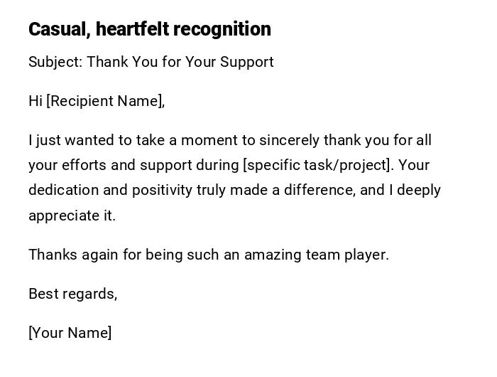 Casual, heartfelt recognition