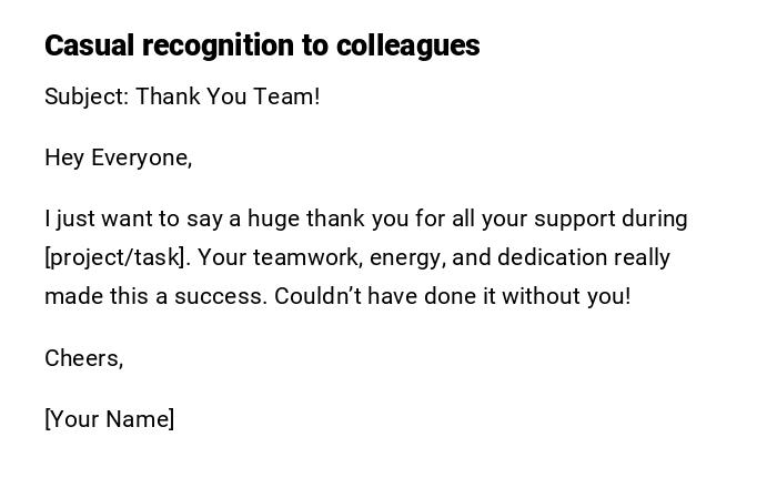 Casual recognition to colleagues