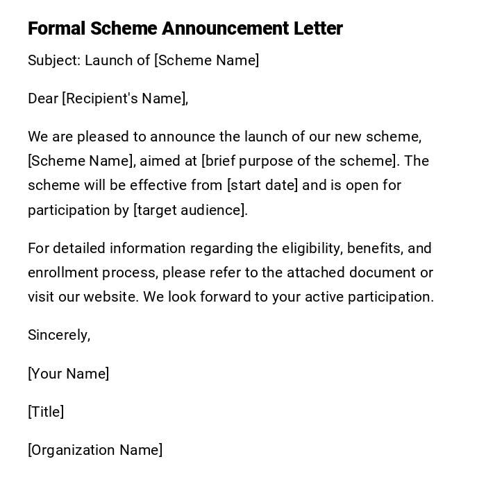 Formal Scheme Announcement Letter