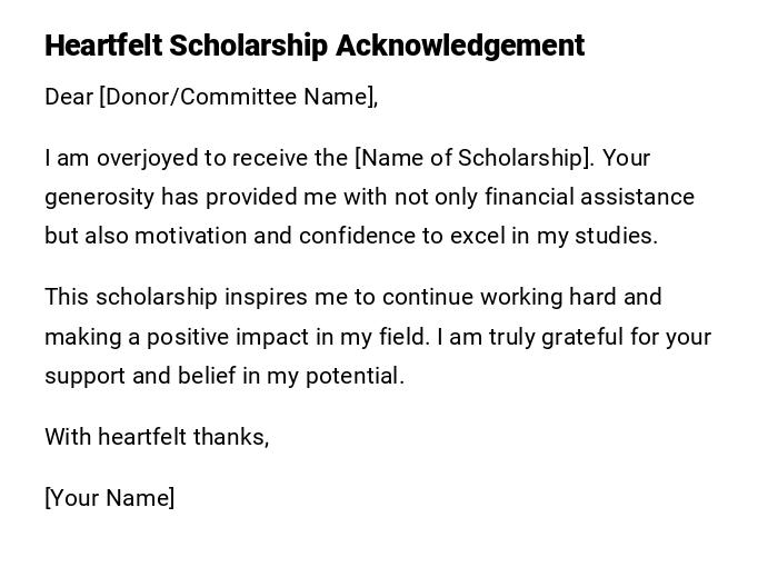 Heartfelt Scholarship Acknowledgement