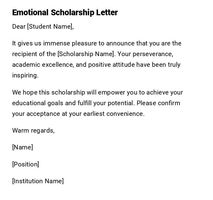 Emotional Scholarship Letter
