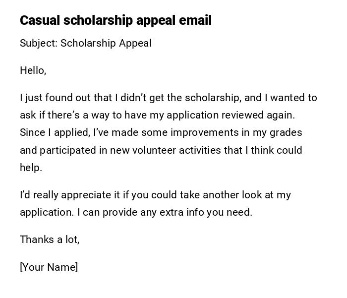Casual scholarship appeal email