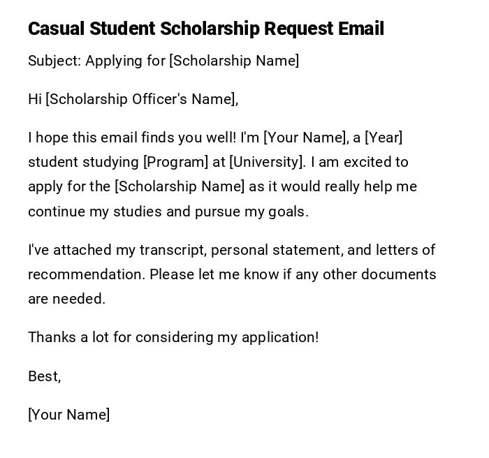 Casual Student Scholarship Request Email Casual Student Scholarship Request Email