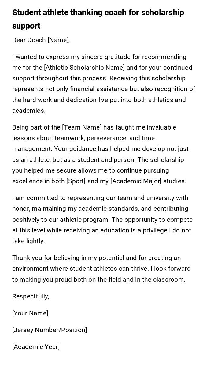 Student athlete thanking coach for scholarship support