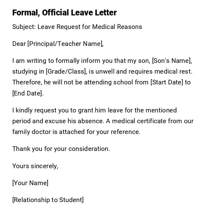 Formal, Official Leave Letter