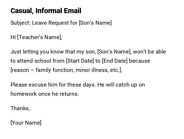 Casual, Informal Email