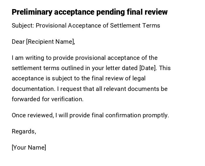 Preliminary acceptance pending final review