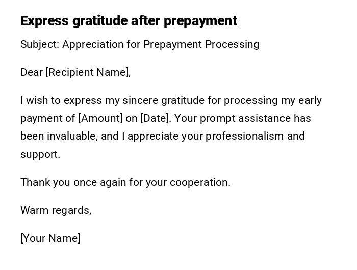 Express gratitude after prepayment