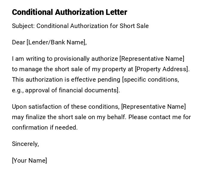 Conditional Authorization Letter Conditional Authorization Letter