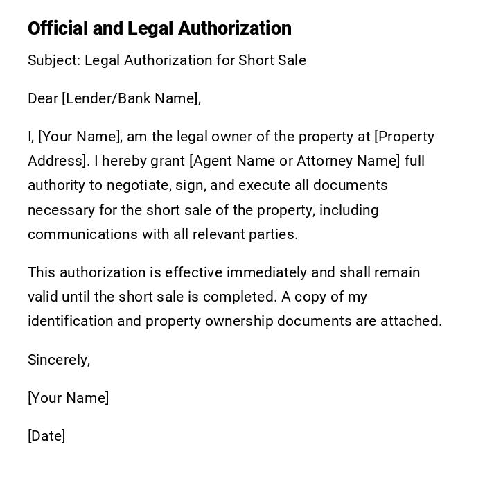 Official and Legal Authorization Official and Legal Authorization