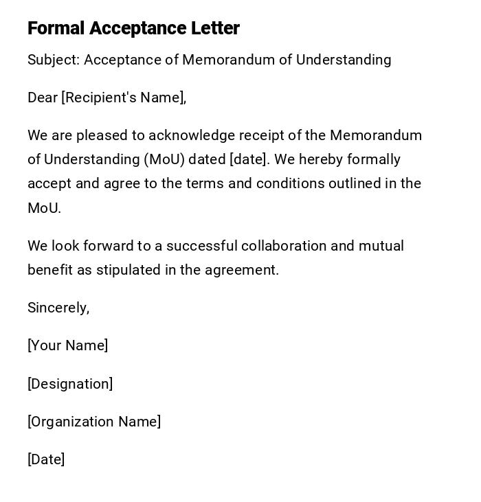 Formal Acceptance Letter