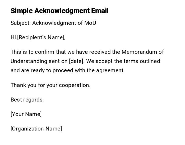 Simple Acknowledgment Email