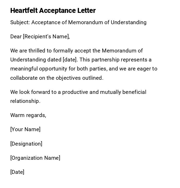 Heartfelt Acceptance Letter