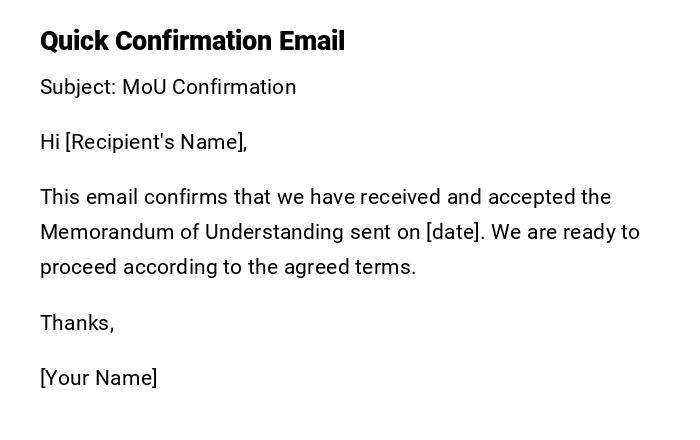 Quick Confirmation Email