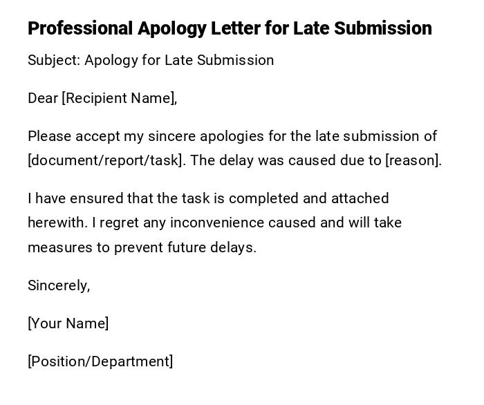 Professional Apology Letter for Late Submission