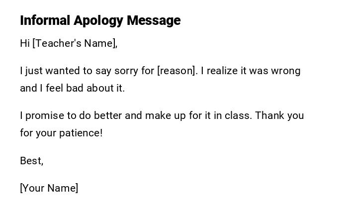 Informal Apology Message