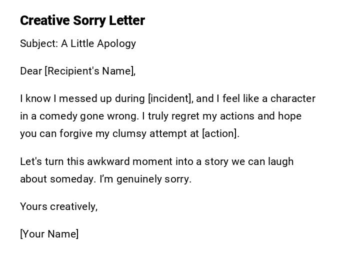 Creative Sorry Letter