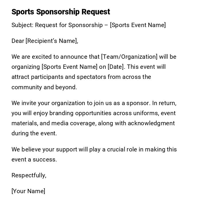 Sports Sponsorship Request