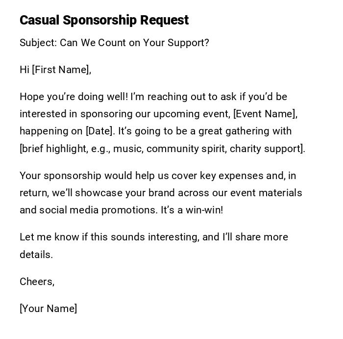 Casual Sponsorship Request