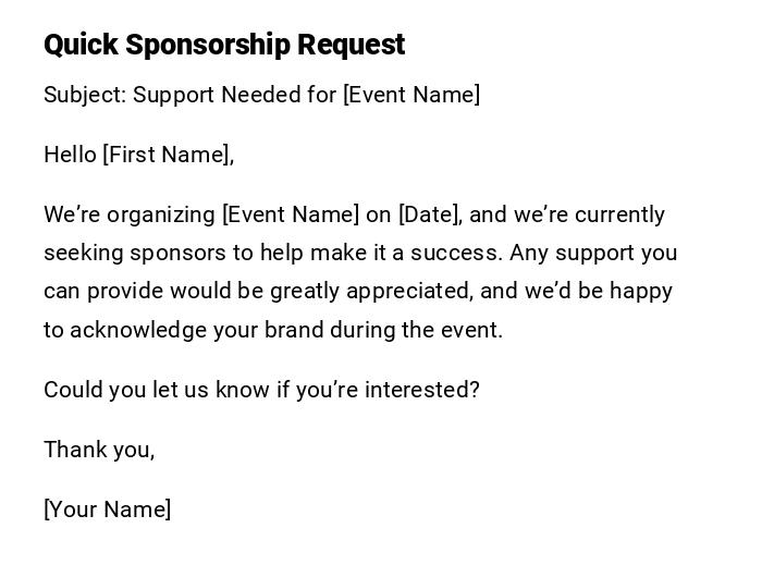 Quick Sponsorship Request