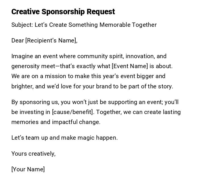 Creative Sponsorship Request
