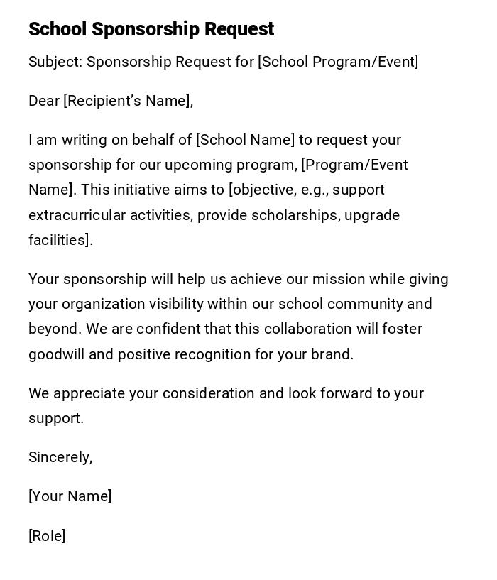 School Sponsorship Request